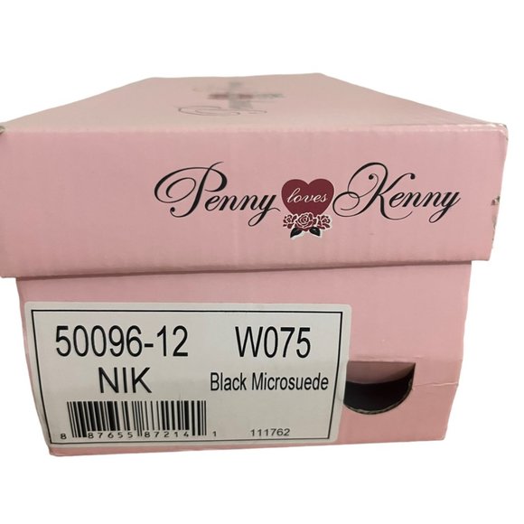 Penny Loves Kenny Nik Black Faux Suede Flats Gold Tipped Toe Sz 7.5 Wide - Picture 8 of 11